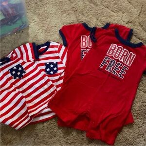 Patriotic Romper and Shirt Matching Sets 6-9 month/  twin bundle